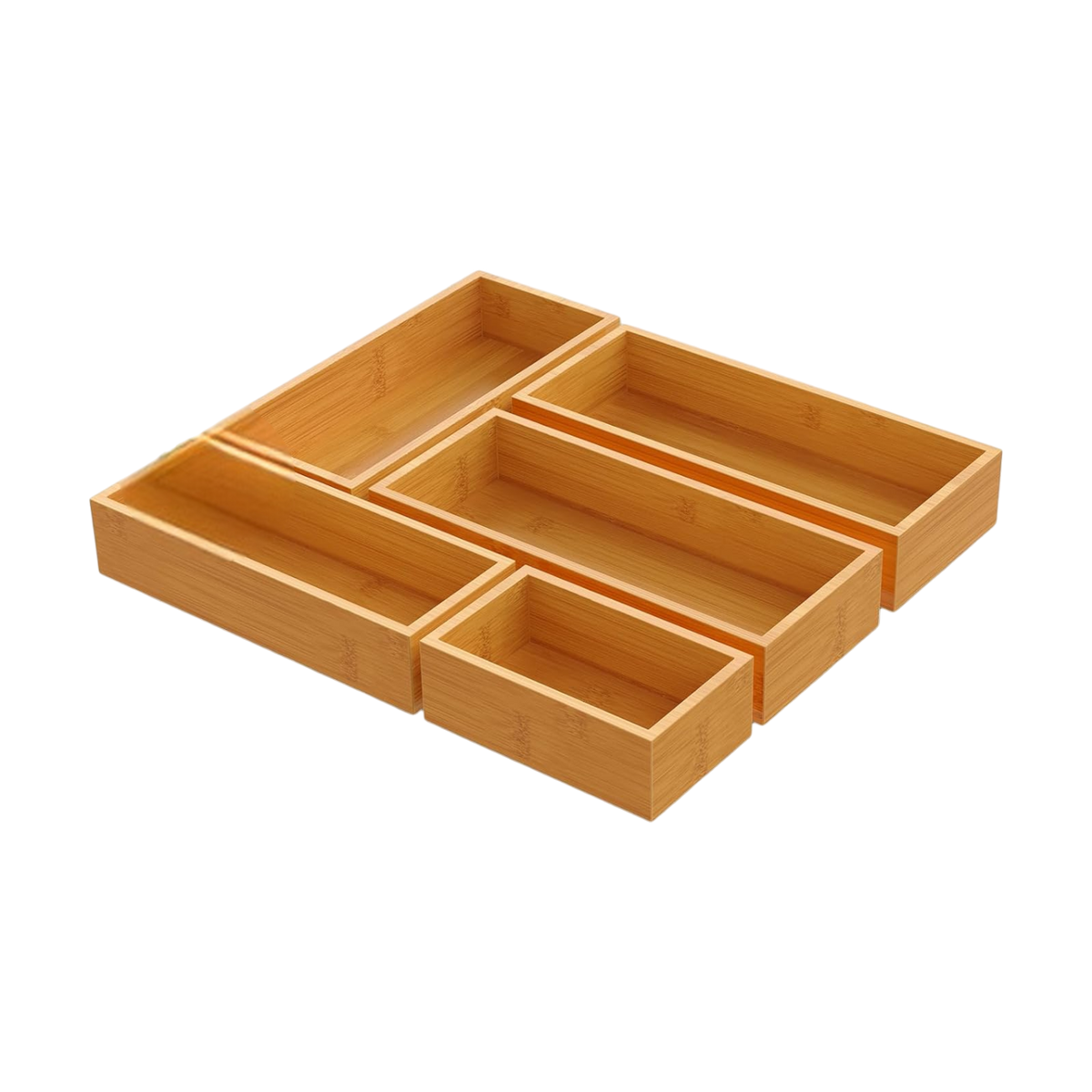 Bamboo Drawer Organizers – Set 5 Pieces