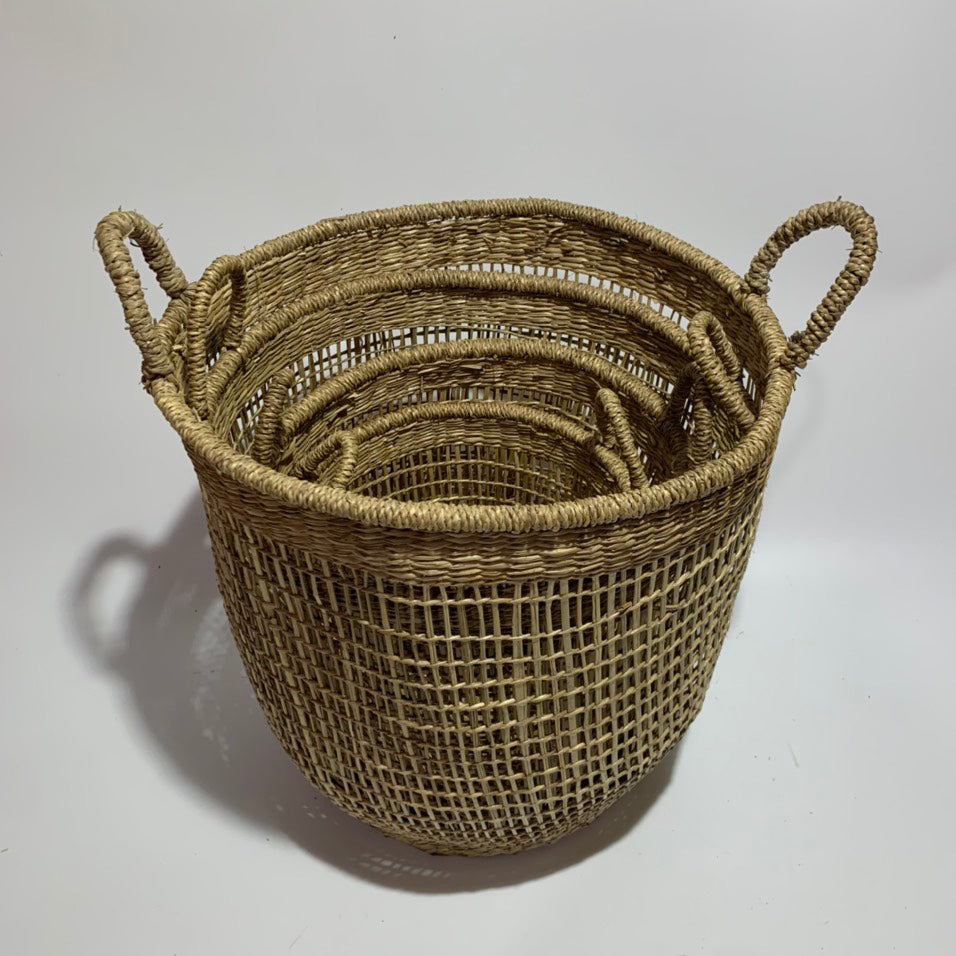 Set 4 size – Seagrass baskets with handle