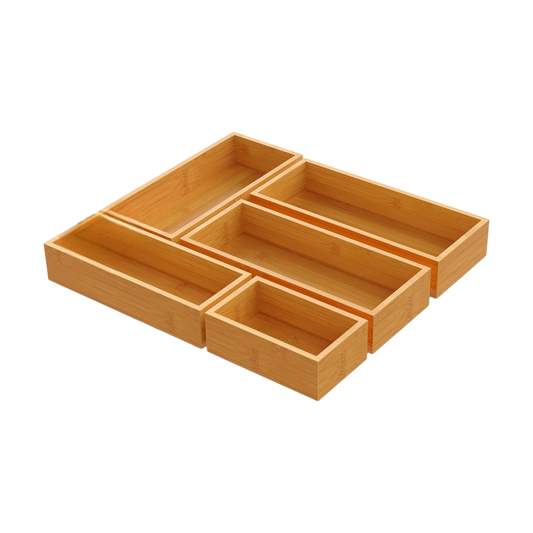 Bamboo Drawer Organizers – Set 5 Pieces