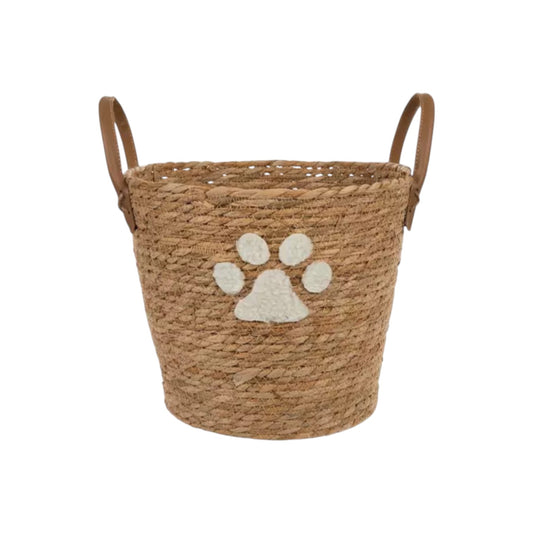 Pet Toy Basket with Paw Print and Handles