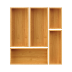Bamboo Drawer Organizers – Set 5 Pieces