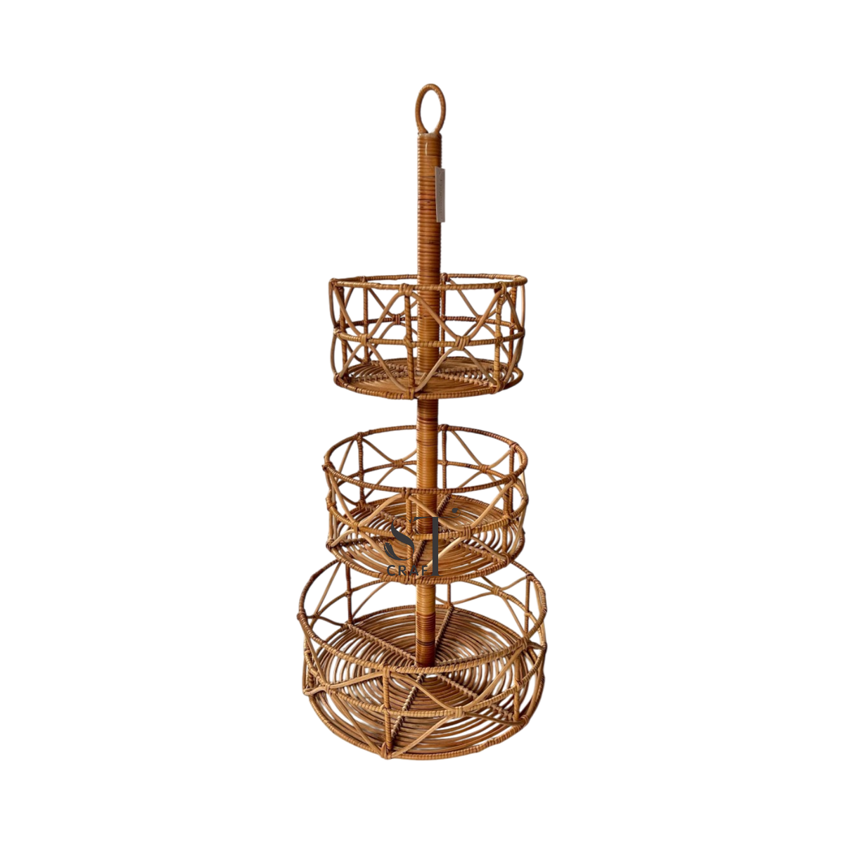 Rattan Basket Stand with 3 Tiers