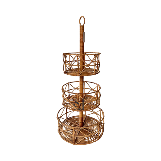 Rattan Basket Stand with 3 Tiers