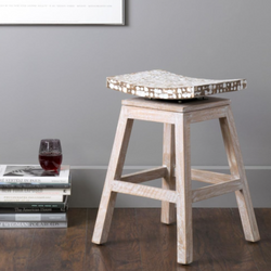 Wood Chair Stool With Coconut Shell From Viet Nam