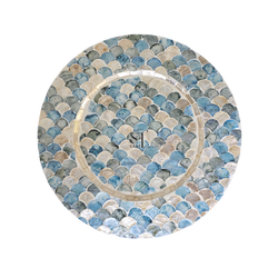 Mother of Pearl Scalloped Charger Plate in Blue