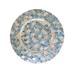 Mother of Pearl Scalloped Charger Plate in Blue