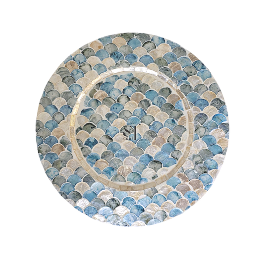 Mother of Pearl Scalloped Charger Plate in Blue