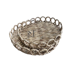 Water Hyacinth Round Tray with Handles