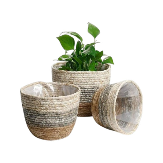 3-Color Seagrass Planter Pots – Set of 3
