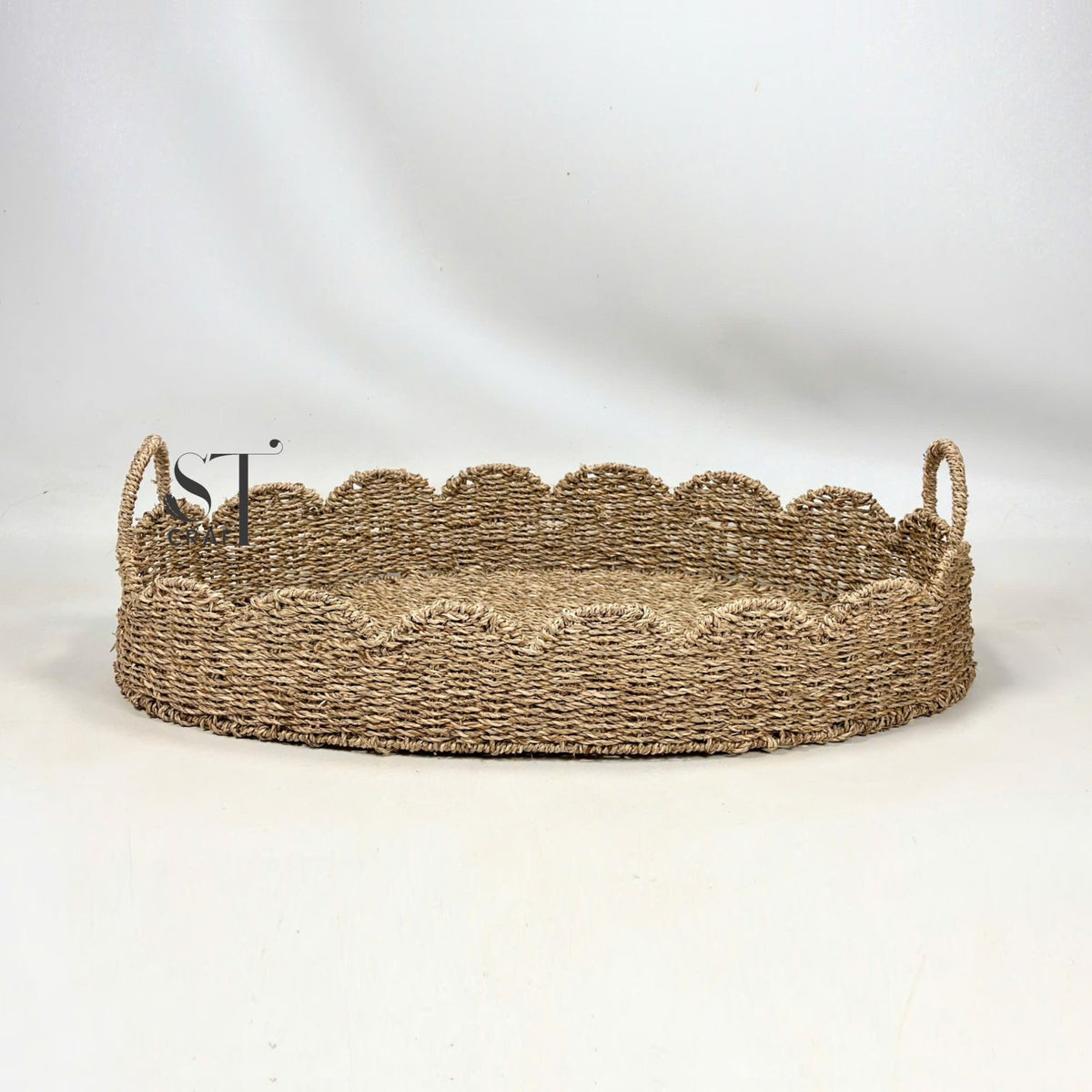 Scalloped Baby Changing Basket Seagrass