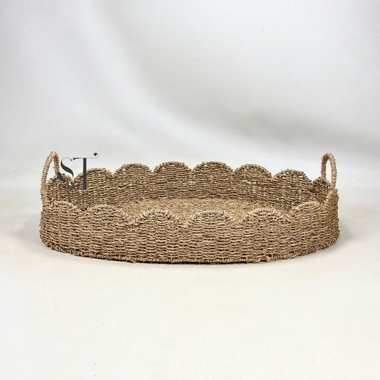 Scalloped Baby Changing Basket Seagrass