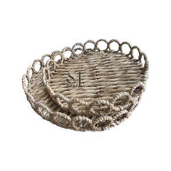 Water Hyacinth Round Tray with Handles
