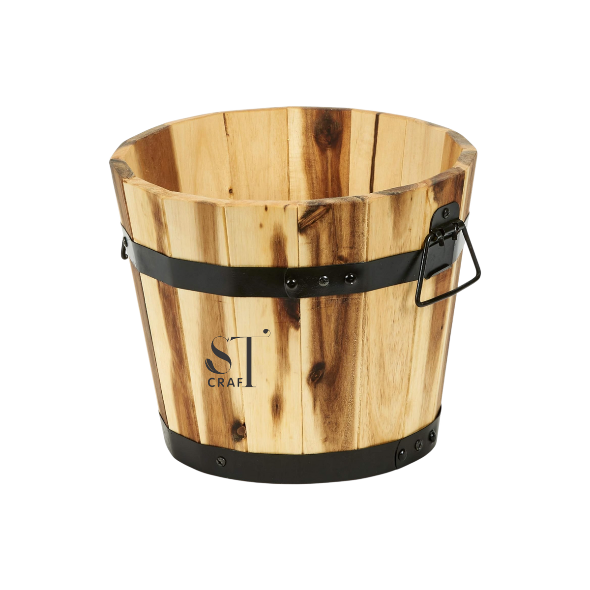 Wood Barrel Planter 11″x9″