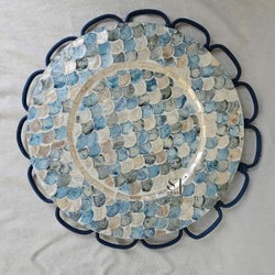 Mother of Pearl Scalloped Charger Plate in Blue