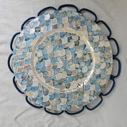 Mother of Pearl Scalloped Charger Plate in Blue