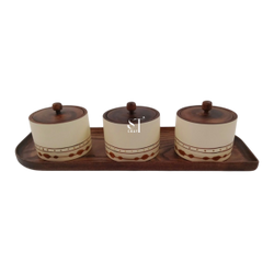 Set of 3 Wooden Spice Jars for Ramanda