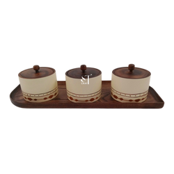 Set of 3 Wooden Spice Jars for Ramanda