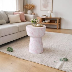 Concrete Marble Side Table in Pink
