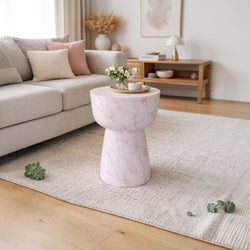 Concrete Marble Side Table in Pink