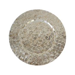 Mother of Pearl Charger Plate in Grey