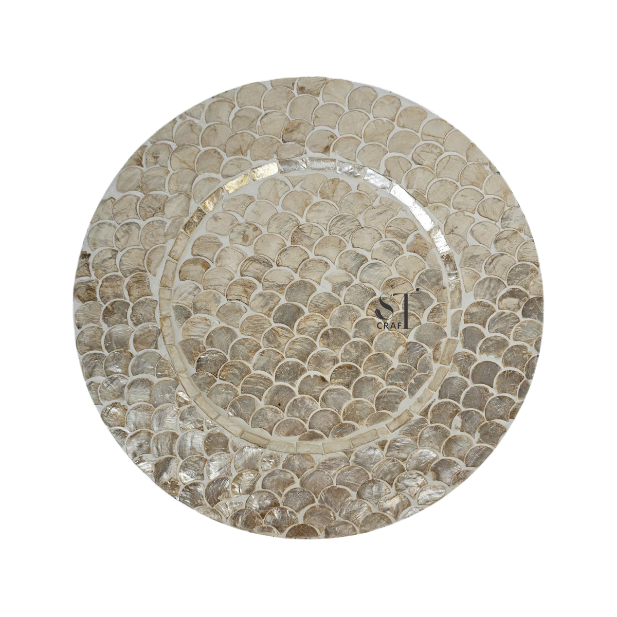 Mother of Pearl Charger Plate in Grey