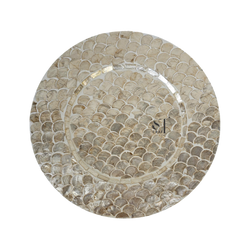 Mother of Pearl Charger Plate in Grey