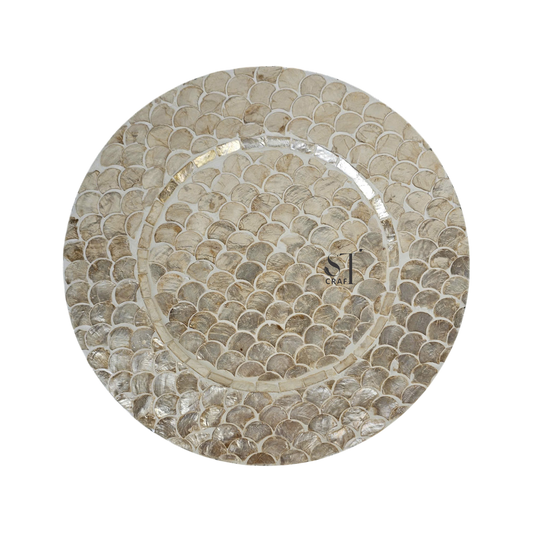 Mother of Pearl Charger Plate in Grey
