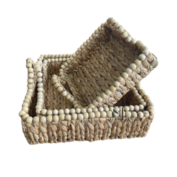 Set of 3 Water Hyacinth Trays