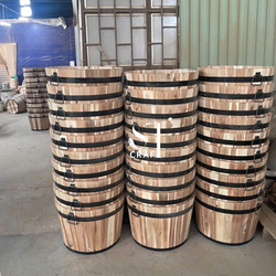Wood Barrel Planter 11″x9″