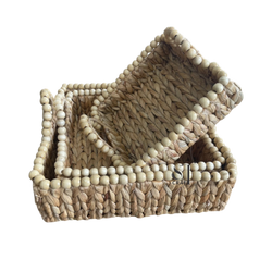 Set of 3 Water Hyacinth Trays