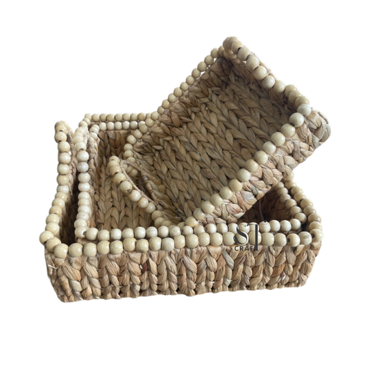 Set of 3 Water Hyacinth Trays