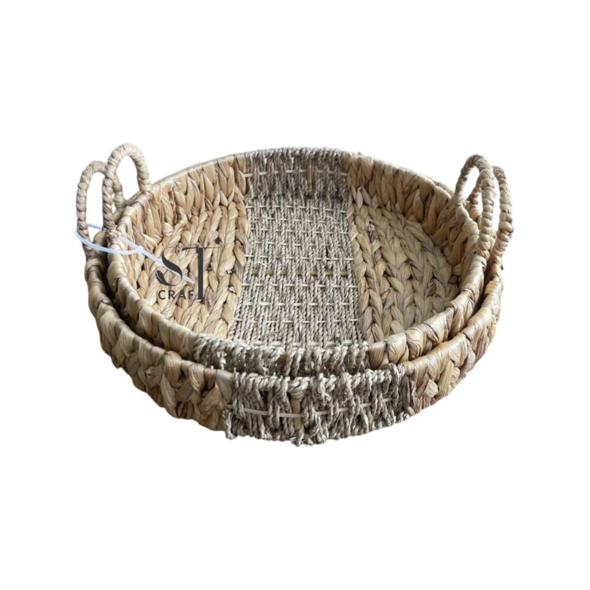 Water Hyacinth Seagrass Tray with Handles