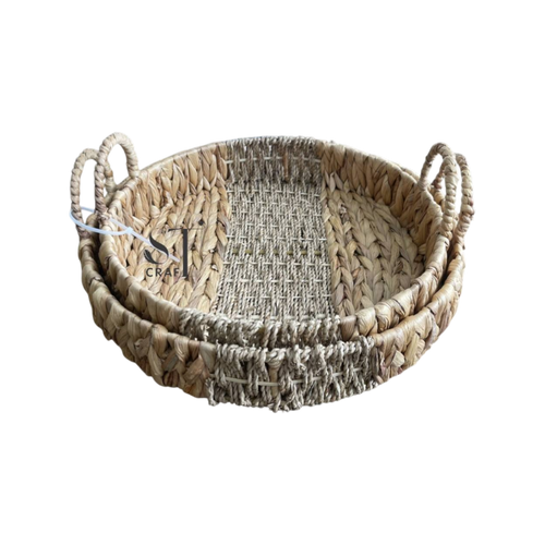 Water Hyacinth Seagrass Tray with Handles