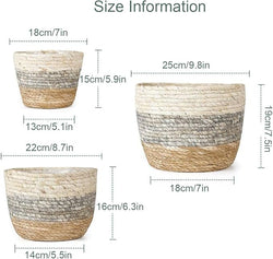 3-Color Seagrass Planter Pots – Set of 3