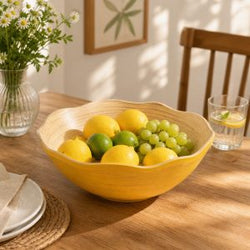 Scalloped Bamboo Salad Bowl
