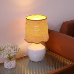 Rattan Scalloped Table Lamps