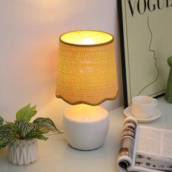 Rattan Scalloped Table Lamps