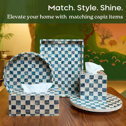Capiz Checkered Serving Trays with Handles