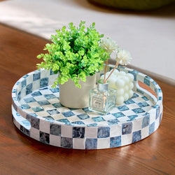 Capiz Checkered Serving Trays with Handles