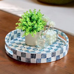 Capiz Checkered Serving Trays with Handles