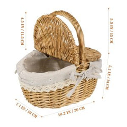 Rattan Picnic Basket with Lid and Handle