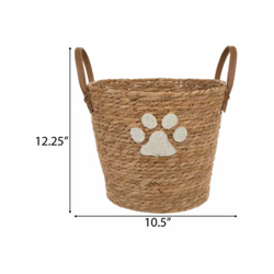 Pet Toy Basket with Paw Print and Handles