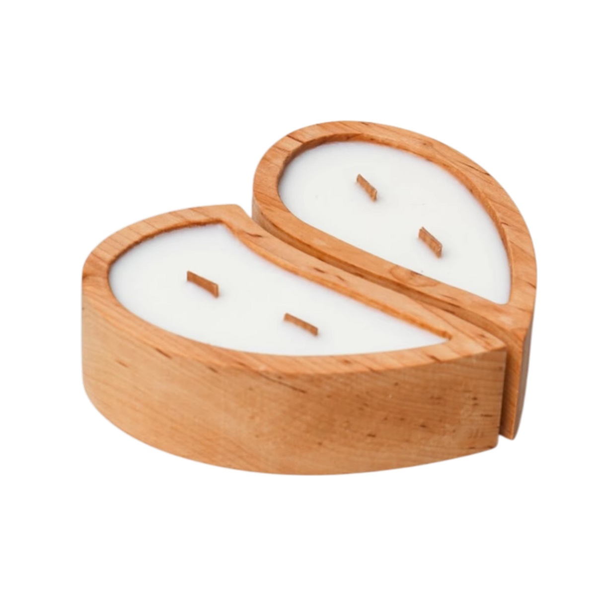 Heart Wooden Candle Pair for Valentine’s Gift