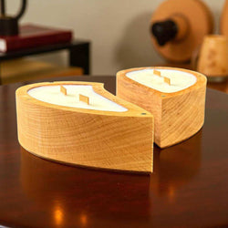 Heart Wooden Candle Pair for Valentine’s Gift
