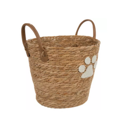 Pet Toy Basket with Paw Print and Handles