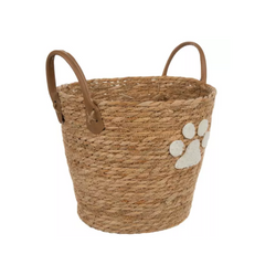 Pet Toy Basket with Paw Print and Handles
