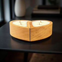 Heart Wooden Candle Pair for Valentine’s Gift