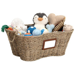 Seagrass Pet Toy Basket with Handles