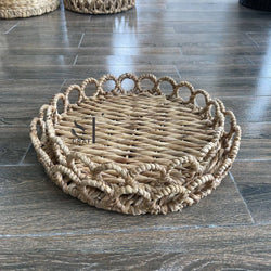 Water Hyacinth Round Tray with Handles