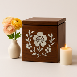 Wood Urn With MOP Inlay